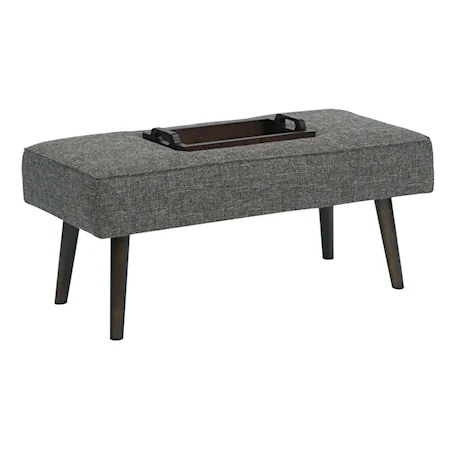 Modern Rectangular Cocktail Ottoman with Lift-Out Tray